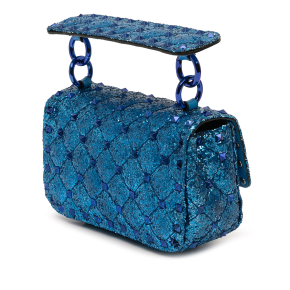 Pre-Loved Valentino Mini Glitter Rockstud Spike Satchel - Picture 2 of 12